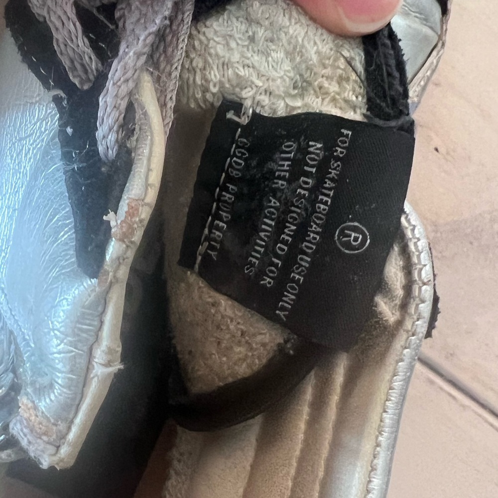 Golden Goose Metallic Silver and Black Sneakers with Blue Detail - Picture 5 of 6